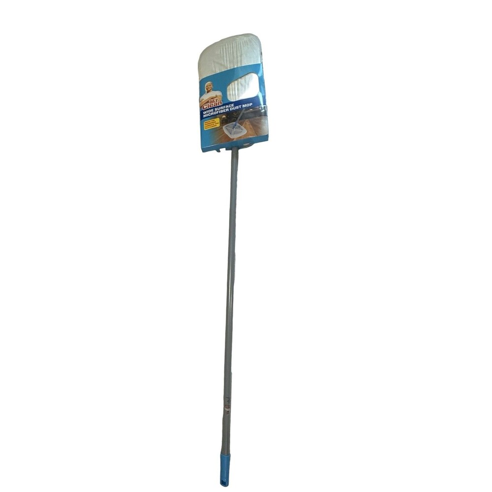 Mr. Clean Wide Surface Microfiber Dust Mop Washable White Grey Blue